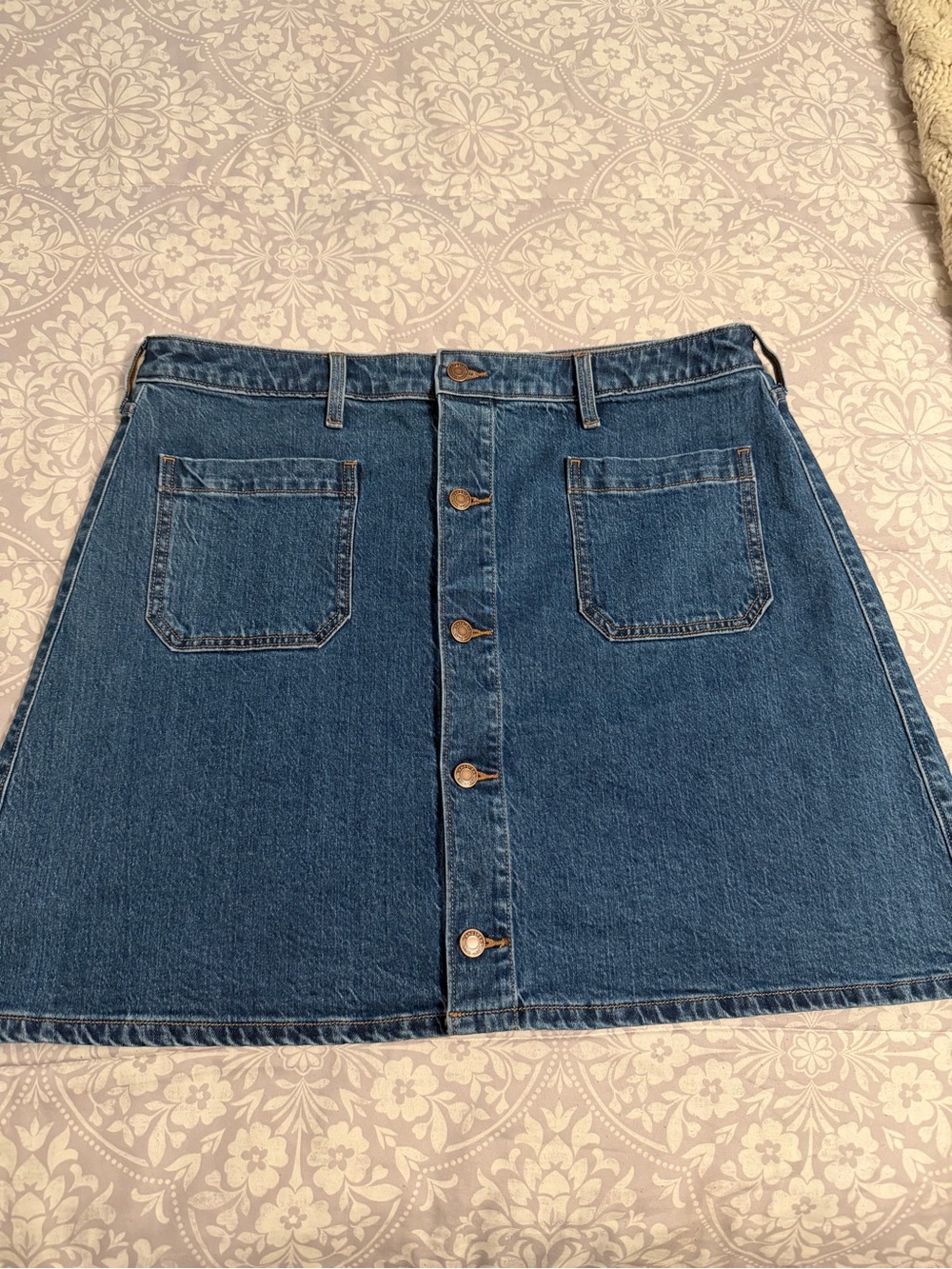 Land’s End Classic Blue Denim Button-Front Skirt